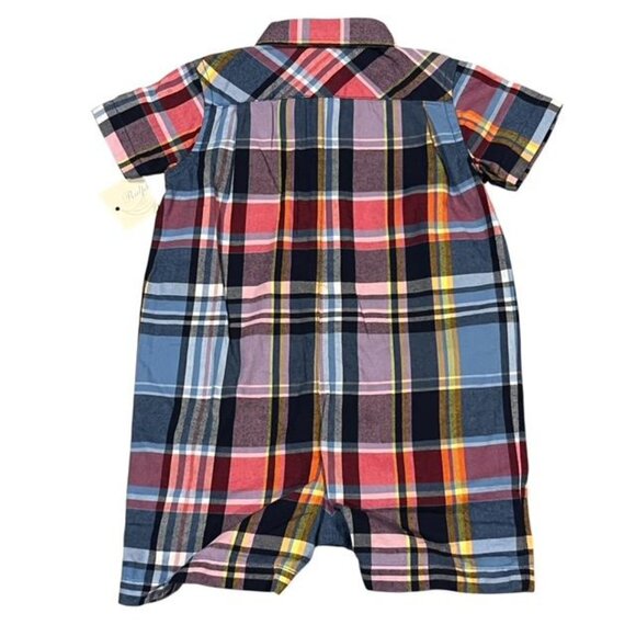 RALPH LAUREN Plaid Short-Sleeve Baby Boy Shirt Romper NWT Size 9M - Picture 2 of 10